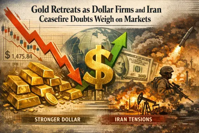 Gold Retreats as Dollar Firms and Iran Ceasefire Doubts Weigh on Markets